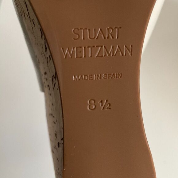 Stuart Weitzman Beige Leather Rinna Wedge Peep-toe Sling Back Sandals 8.5 - Picture 6 of 12
